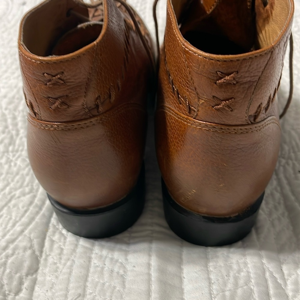 EUC Ariat Camel Leather Lace Up Fringe Boots 8B - Picture 8 of 11